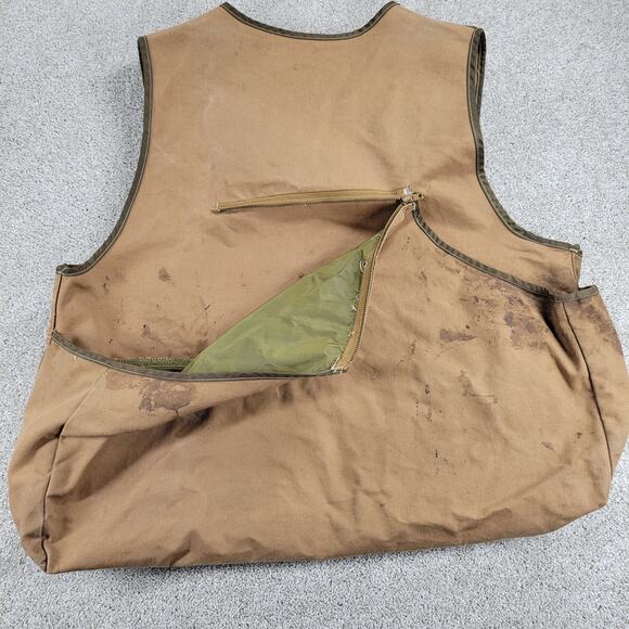 VINTAGE Carhartt Men's Duck Hunting Vest 2XL Brown V Neck Pockets Zip Outdoor - Picture 10 of 16
